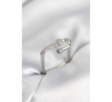 Gümüş Renk Zirkon Taşlı Tifani Model Kare Kadın Yüzük - TJ-BYK4002