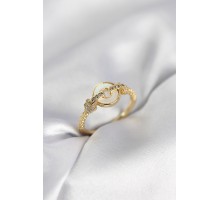 Gold Renk Daire Form Sedef ve Zirkon Taşlı Kadın Yüzük - TJ-BYK4003