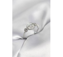 Gümüş Renk Daire Form Sedef ve Zirkon Taşlı Kadın Yüzük - TJ-BYK4004