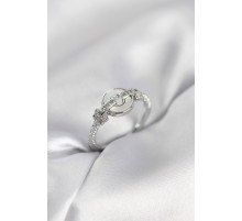 Gümüş Renk Daire Form Sedef ve Zirkon Taşlı Kadın Yüzük - TJ-BYK4004