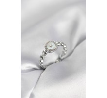 Gümüş Renk Sedefli Yıldız Model Zirkon Taşlı Kadın Yüzük - TJ-BYK4008