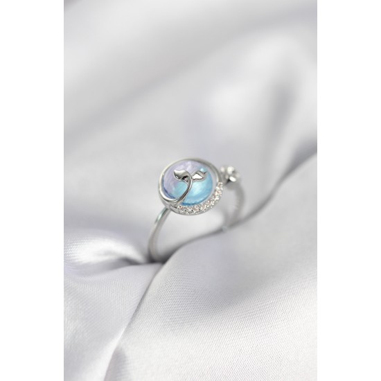 Gümüş Renk Balık Kuyruğu Okyanus Model Kadın Yüzük - TJ-BYK4011