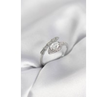 Yılan Model Gümüş Renk Zirkon Taşlı Kadın Yüzük - TJ-BYK4012