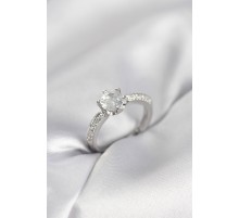 Tek Taş Model Zirkon Taşlı Gümüş Renk Kadın Yüzük - TJ-BYK4017