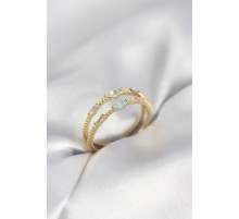 Gold Renk Karışık Renk Zirkon Taşlı Kadın Yüzük - TJ-BYK4020