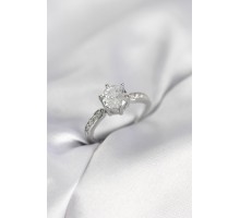 Zirkon Taşlı Tek Taş Model Gümüş Renk Kadın Yüzük - TJ-BYK4021