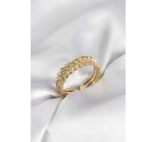 Gold Renk Başak Model Zirkon Taşlı Kadın Yüzük - TJ-BYK4024