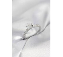 Gümüş Renk Zirkon Taşlı Tek Taş Model Kadın Yüzük - TJ-BYK4025