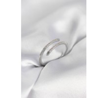 Gümüş Renk Yılan Kuyruk Model Zirkon Taşlı Kadın Yüzük - TJ-BYK4027