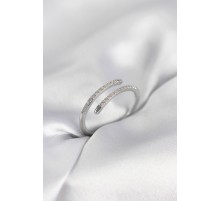 Gümüş Renk Yılan Kuyruk Model Zirkon Taşlı Kadın Yüzük - TJ-BYK4027