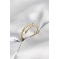 Gold Renk Yılan Kuyruk Model Zirkon Taşlı Kadın Yüzük TJ-BYK4028