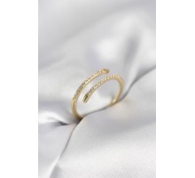 Gold Renk Yılan Kuyruk Model Zirkon Taşlı Kadın Yüzük - TJ-BYK4028