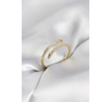 Gold Renk Yılan Kuyruk Model Zirkon Taşlı Kadın Yüzük - TJ-BYK4028