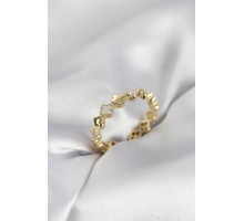 Gold Renk Sedefli Yonca Model Kadın Yüzük - TJ-BYK4030