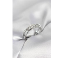 Baget Zirkon Taşlı Gümüş Renk İncili Kadın Yüzük - TJ-BYK4031