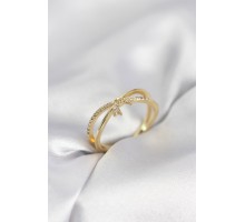 Gold Renk Zirkon Taşlı Fiyonk Model Kadın Yüzük - TJ-BYK4034