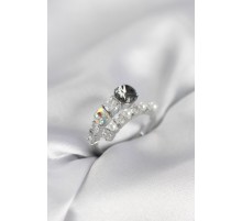 Gümüş Renk Pirinç Zirkon Taşlı İncili Kadın Yüzük - TJ-BYK4035