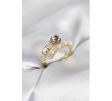 Gold Renk Pirinç Zirkon Taşlı İncili Kadın Yüzük - TJ-BYK4036