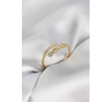 Gold Renk Zirkon Taşlı Minimal Kalp Model Kadın Yüzük - TJ-BYK4042