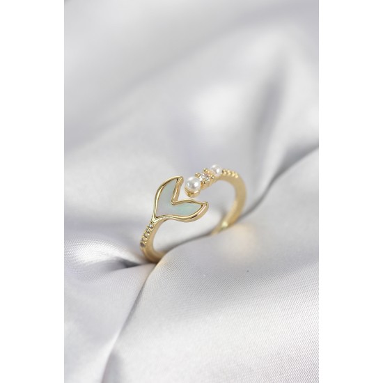 Gold Renk Balık Kuyruğu Model Kadın Yüzük - TJ-BYK4048