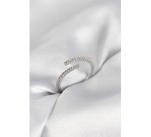 Gümüş Renk Zirkon Taşlı Yılan Tarz Kadın Yüzük - TJ-BYK4049