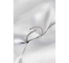 Gümüş Renk Zirkon Taşlı Yılan Tarz Kadın Yüzük - TJ-BYK4049