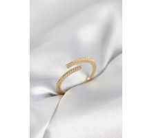 Gold Renk Zirkon Taşlı Yılan Tarz Kadın Yüzük - TJ-BYK4050