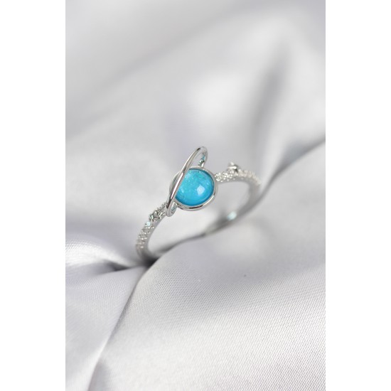 Gümüş Renk Zirkon Taşlı Satürn Model Kadın Yüzük - TJ-BYK4055