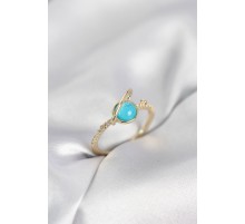 Gold Renk Zirkon Taşlı Satürn Model Kadın Yüzük - TJ-BYK4056