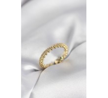 Gold Renk Sıralı Zirkon Taşlı Model Kadın Yüzük - TJ-BYK4060