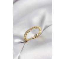 Gold Renk Sıralı Zirkon Taşlı Model Kadın Yüzük - TJ-BYK4060