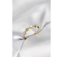 Gold Renk Minimal Kalp Model Zirkon Taşlı Pirinç Kadın Yüzük - TJ-BYK4062