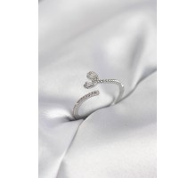 Gümüş Renk Pirinç Kuyruklu Kalp Model Kadın Yüzük - TJ-BYK4065