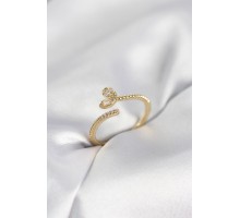 Gold Renk Pirinç Kuyruklu Kalp Model Kadın Yüzük - TJ-BYK4066