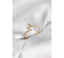 Gold Renk Pirinç Kuyruklu Kalp Model Kadın Yüzük - TJ-BYK4066