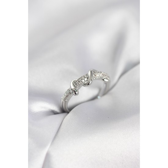 Gümüş Renk Zirkon Taşlı Sarmal Yılan Model Kadın Yüzük - TJ-BYK4067