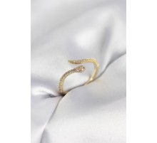 Gold Renk Yılan Model Zirkon Taşlı Kadın Yüzük - TJ-BYK4072
