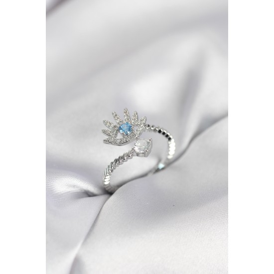 Gümüş Renk Göz Model Zirkon Taşlı Kadın Yüzük - TJ-BYK4073