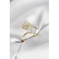 Gold Renk Göz Model Zirkon Taşlı Kadın Yüzük TJ-BYK4074