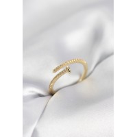 Çivi Model Zirkon Taşlı Gold Renk Kadın Yüzük TJ-BYK4076