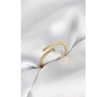 Çivi Model Zirkon Taşlı Gold Renk Kadın Yüzük - TJ-BYK4076