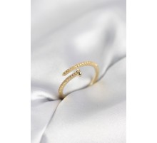 Çivi Model Zirkon Taşlı Gold Renk Kadın Yüzük - TJ-BYK4076