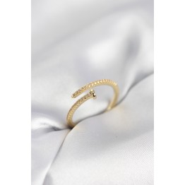 Çivi Model Zirkon Taşlı Gold Renk Kadın Yüzük TJ-BYK4076