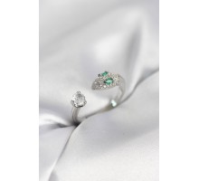 Yılan Model Zirkon Taşlı Gümüş Renk Kadın Yüzük - TJ-BYK4079