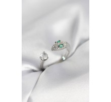 Yılan Model Zirkon Taşlı Gümüş Renk Kadın Yüzük - TJ-BYK4079