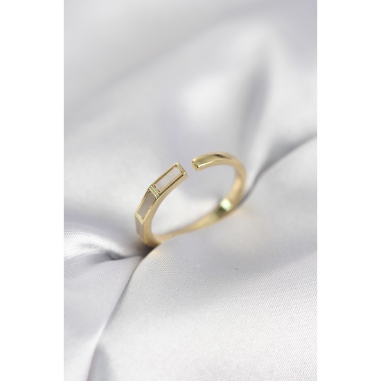 Gold Renk Sedefli Çubuk Model Kadın Yüzük - TJ-BYK4082