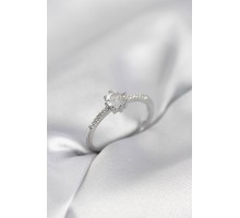 Tek Taş Model Gümüş Renk Zirkon Taşlı Kadın Yüzük - TJ-BYK4087