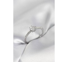 Tek Taş Model Gümüş Renk Zirkon Taşlı Kadın Yüzük - TJ-BYK4087