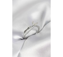 Gümüş Renk Kuyruklu Kelebek Model İncili Kadın Yüzük - TJ-BYK4091