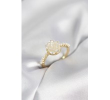 Gold Renk Gül Model İncili Kadın Yüzük - TJ-BYK4094